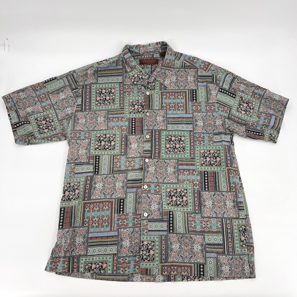 Tori Richard Honolulu Shirt Mens Large Paisley Hawaiian Button Up Short Sleeve